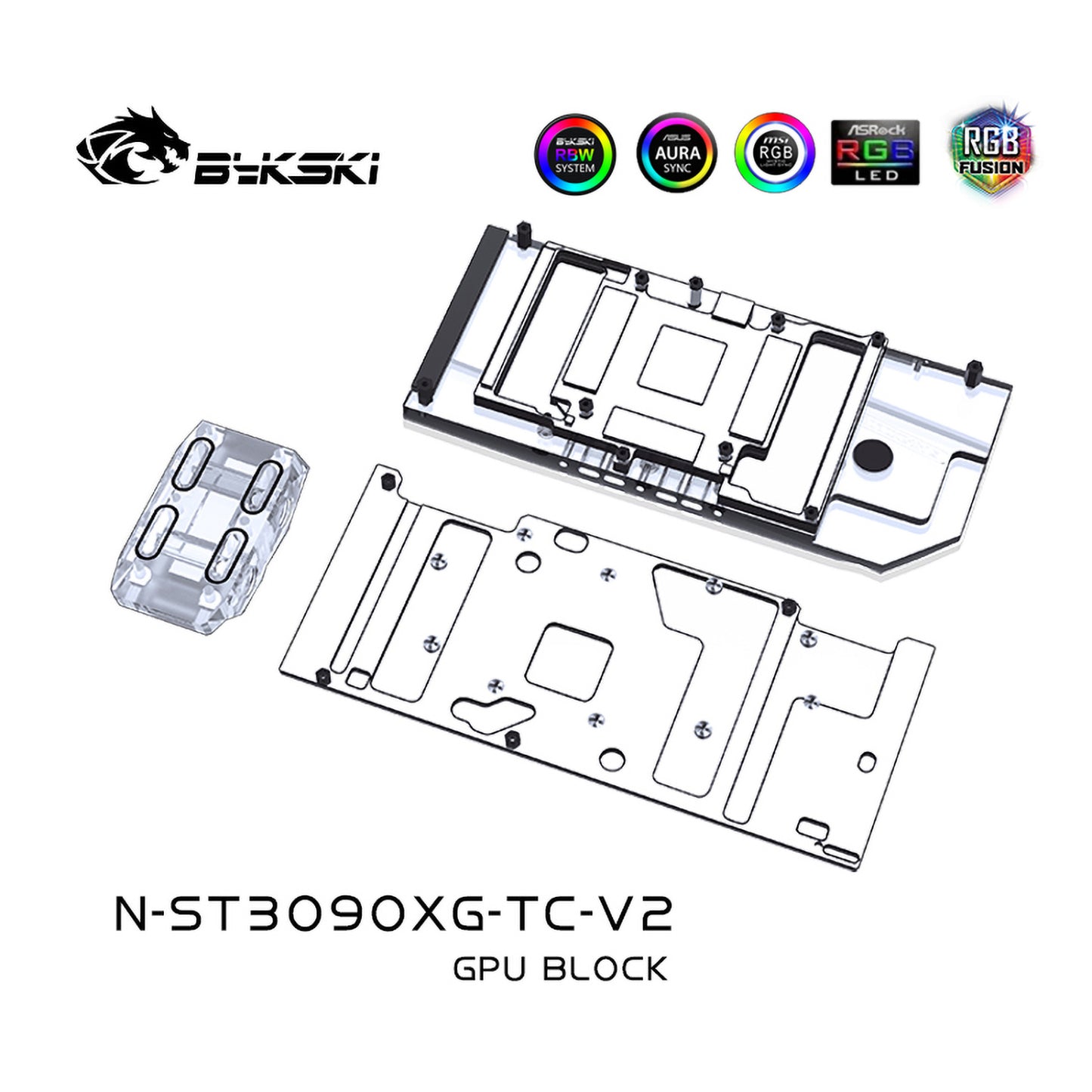 Bykski GPU Block With Active Waterway Backplane Cooler For Zotac RTX 3090/3080Ti/3080/3070Ti Gaming/AMP Holo/AMP Extreme/Trinity, PC Water Cooling Cooler, N-ST3090XG-TC-V2