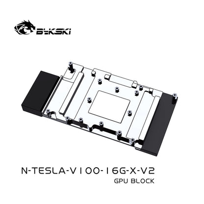 Bykski GPU Block For Nvidia Tesla V100 16GB FHHL, High Heat Resistance Material POM + Full Metal Construction, With Backplate Full Cover GPU Water Cooling Cooler Radiator Block N-TESLA-V100-16G-X-V2