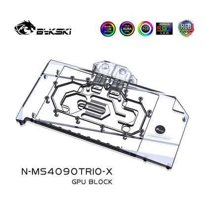 Bykski GPU Water Block For MSI RTX 4090 Suprim / Suprim X / Suprim Liquid X / Gaming X Trio, Full Cover With Backplate PC Water Cooling Cooler, N-MS4090TRIO-X
