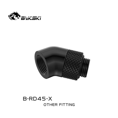 Bykski 45° Rotary Fitting, 45 Degree Adapter With One-side Rotatable Connector, G1/4" Elbow Water Cooling Fitting, B-RD45-X