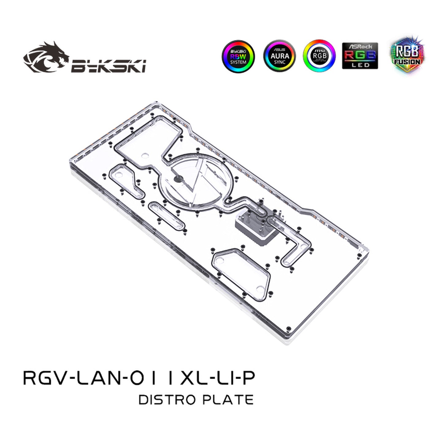 Bykski Front Distro Plate For Lianli O11 Dynamic XL Case, Acrylic Front Plate Waterway Board Combo DDC Pump, 5V A-RGB , RGV-LAN-O11XL-LI-P