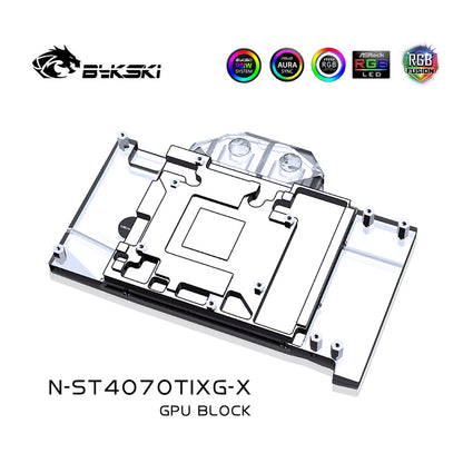 Bykski GPU Water Block For Zotac RTX 4070Ti/4070Ti Super X Gaming / AMP, Full Cover With Backplate PC Water Cooling Cooler, N-ST4070TIXG-X