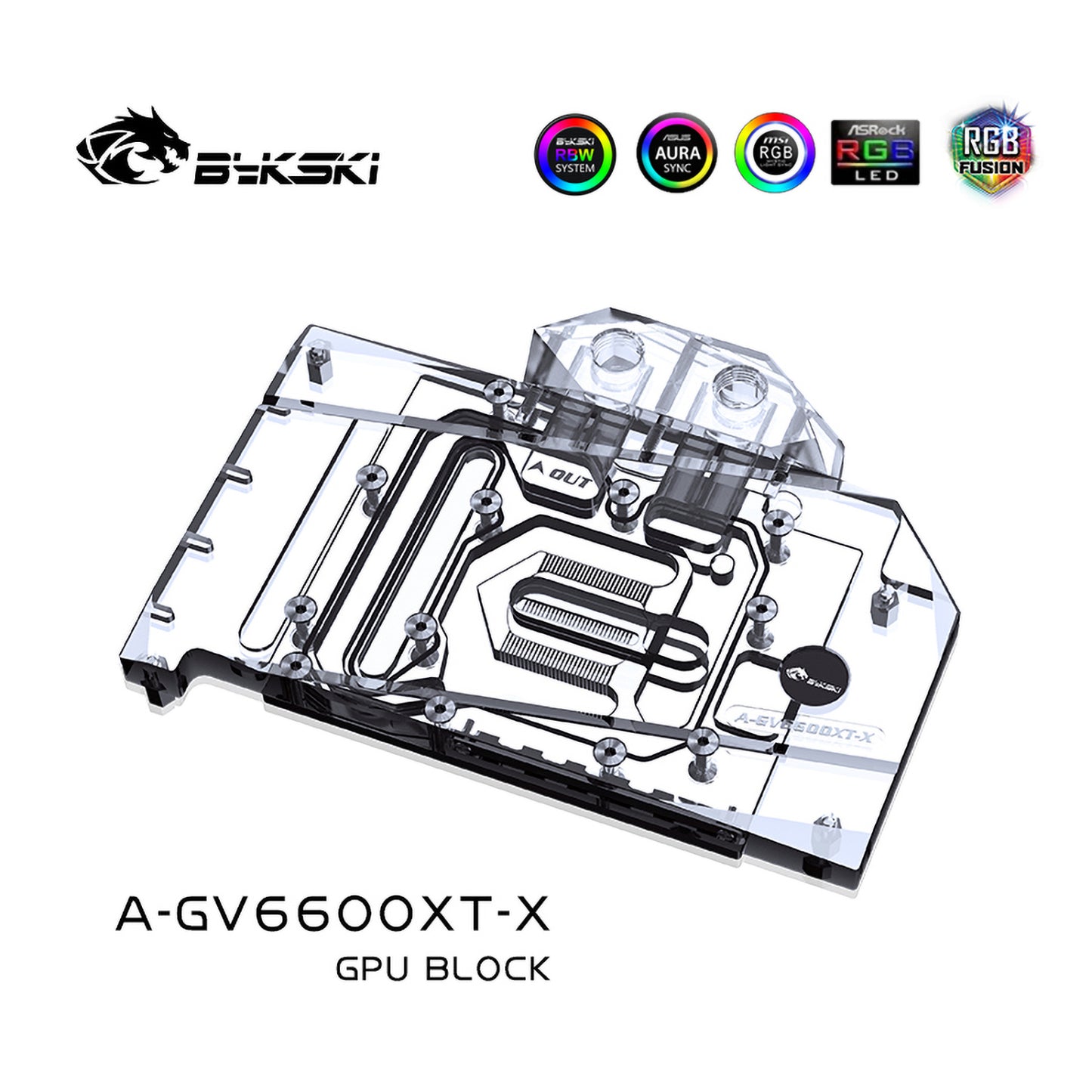 Bloc d'eau GPU Bykski pour Gigabyte RX 6600 XT Eagle, couverture complète avec refroidisseur de refroidissement par eau PC de plaque arrière, A-GV6600XT-X