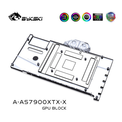 Bloc d'eau GPU Bykski pour Asus TUF Gaming RX 7900 XTX OC / 7900 XT OC, couverture complète avec refroidisseur de refroidissement par eau pour PC, A-AS7900XTX-X