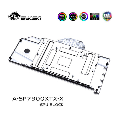 Bykski GPU Water Block For Sapphire RX 7900 XTX Nitro+, Full Cover With Backplate PC Water Cooling Cooler, A-SP7900XTX-X
