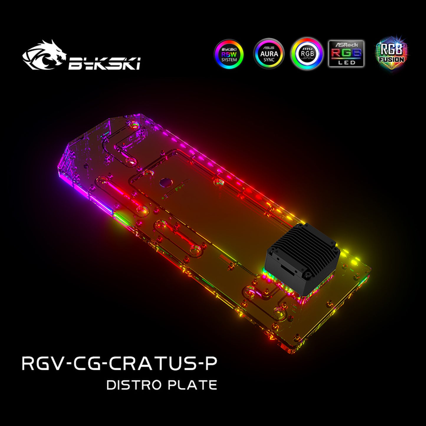 Bykski Distro Plate For Cougar Cratus Case, Acrylic Waterway Board Combo DDC Pump, 5V A-RGB, RGV-CG-CRATUS-P