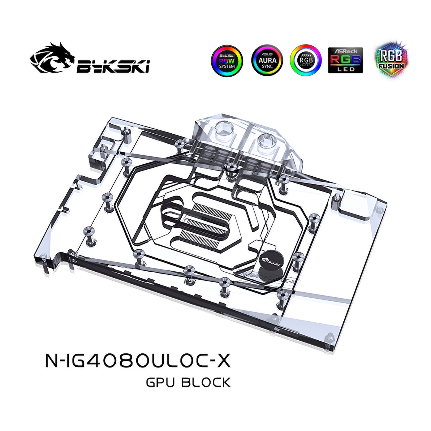 Bloc d'eau GPU Bykski pour iGame RTX 4080 Ultra W OC coloré, couverture complète avec refroidisseur de refroidissement par eau pour PC de plaque arrière, N-IG4080ULOC-X