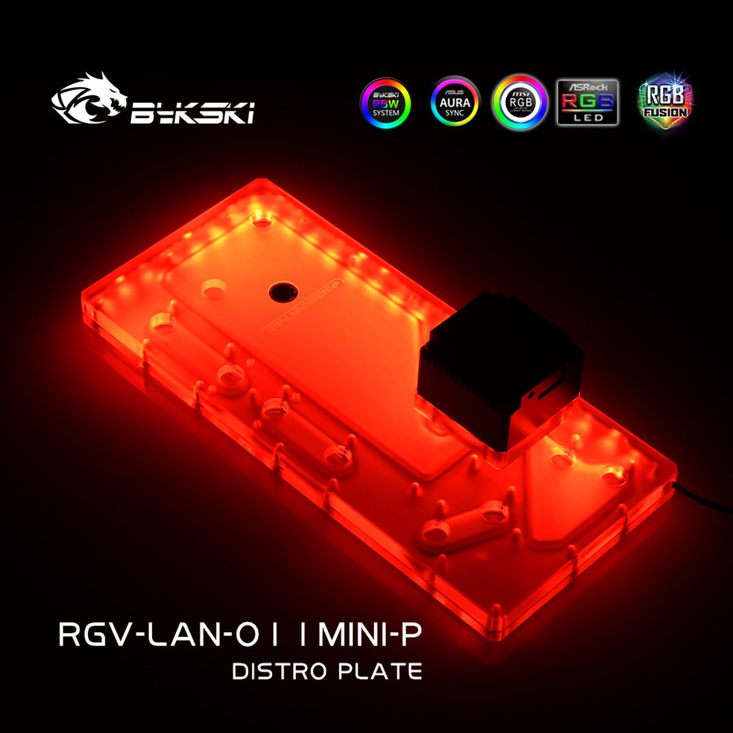 Bykski Distro Plate Kit For Lian Li O11D Mini (O11 Mini) Case, 5V A-RGB Complete Loop For Single GPU PC Building, Water Cooling Waterway Board, RGV-LAN-O11MINI-P