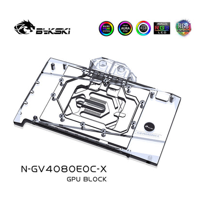 Bykski GPU Water Block For Gigabyte RTX 4080 16G Eagle, Full Cover With Backplate PC Water Cooling Cooler, N-GV4080EOC-X