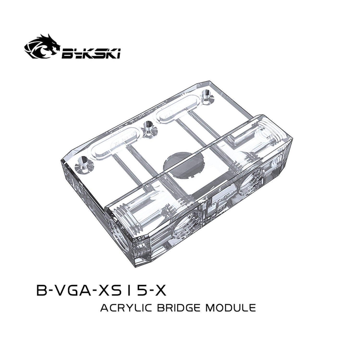 Bykski L-shaped Bridge Module For Bykski GPU block, Change GPU Block Water Inlet/Outlet Ports Direction, Transparent Acrylic Multi-directional Conversion, Water Cooling Block Bridge, B-VGA-XS15-X