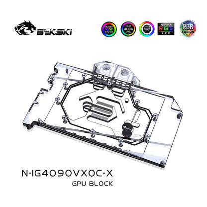 Bykski GPU Water Block For Colorful iGame RTX 4090 Vulcan OC / Neptune OC, Full Cover With Backplate PC Water Cooling Cooler, N-IG4090VXOC-X