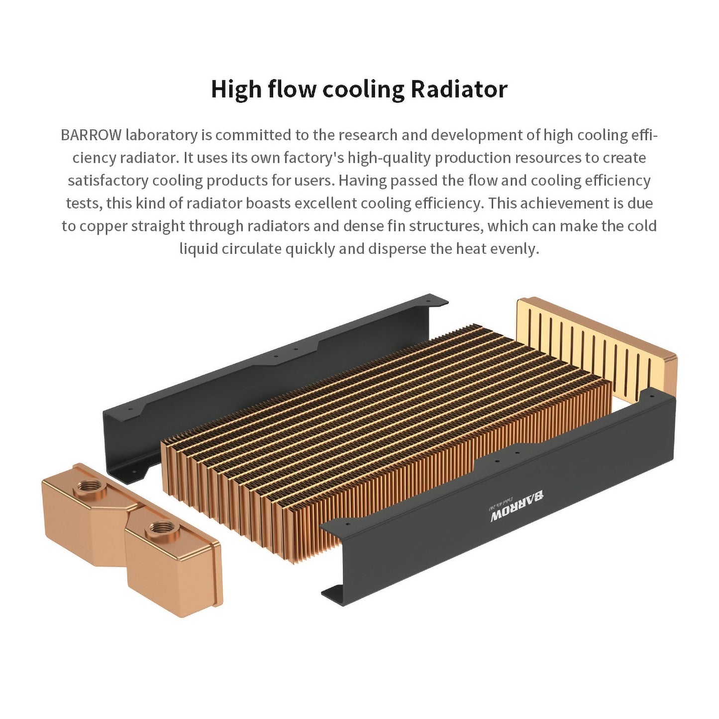 Barrow 480 Red Copper Radiator, Black/White 28mm Thickness G1/4" Thread High-density Revolving Heat Dissipation Passageway Radiator, For Water Cooling System, Dabel-28b 480 / Dabel-28a 480