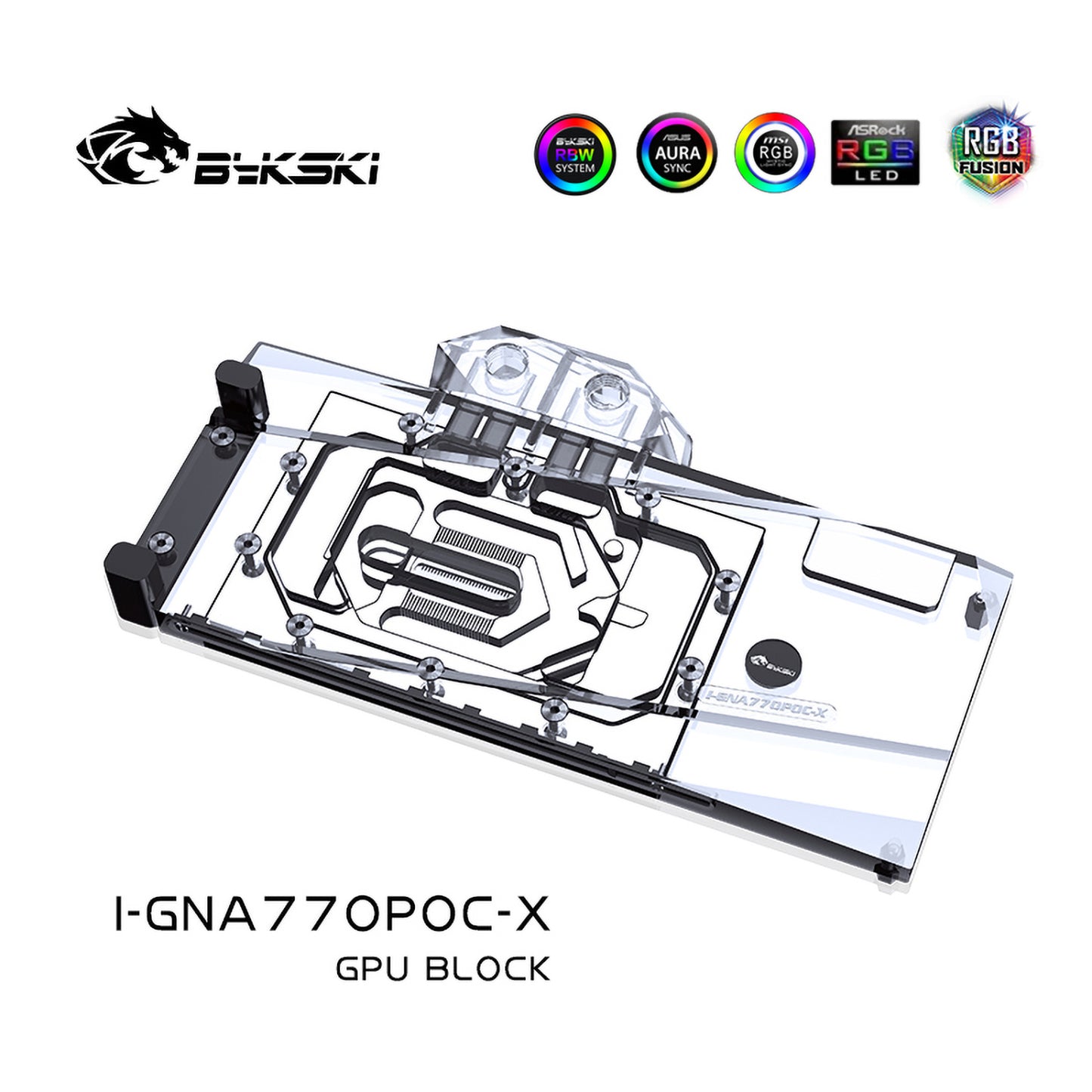 Bloc d'eau GPU Bykski pour Gunnir Inter Arc A770 Photon 16G OC, couverture complète avec refroidisseur de refroidissement par eau pour PC de plaque arrière, I-GNA770POC-X 