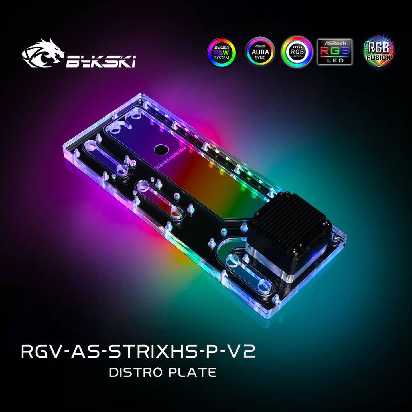 Bykski Distro Plate For Asus Rog Strix Helios Case, Acrylic Waterway Board Combo DDC Pump, 5V A-RGB, RGV-AS-STRIXHS-P-V2