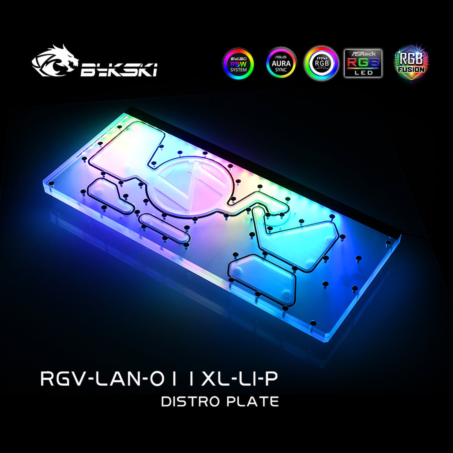 Bykski Front Panel Distro Plate Kit For Lian Li O11 XL Case, 5V A-RGB Complete Loop For Single GPU PC Building, Water Cooling Waterway Board, RGV-LAN-O11XL-LI-P