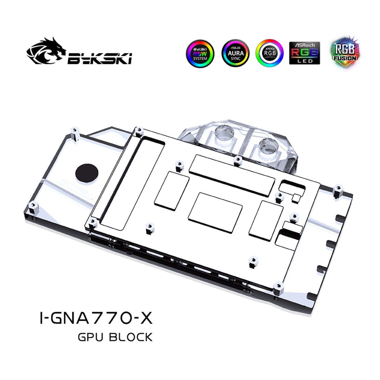 Bykski GPU Water Block For Gunnir Intel Arc A770 Flux 8G OC, Full Cover With Backplate PC Water Cooling Cooler,  I-GNA770-X