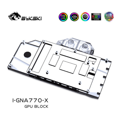 Bykski GPU Water Block For Gunnir Intel Arc A770 Flux 8G OC, Full Cover With Backplate PC Water Cooling Cooler,  I-GNA770-X