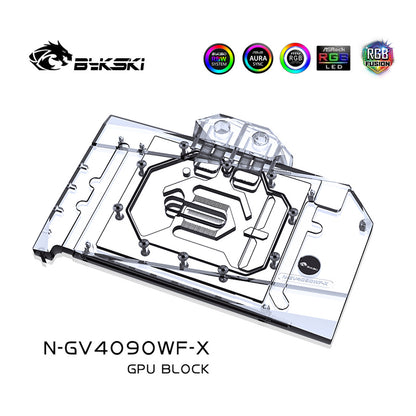 Bykski GPU Water Block For Gigabyte RTX 4090 Windforce 24G, Full Cover With Backplate PC Water Cooling Cooler, N-GV4090WF-X