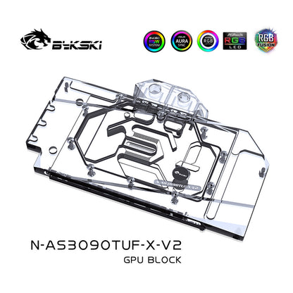 Bykski GPU Water Cooling Block For Asus TUF RTX3090 3080Ti 3080 Gaming, Full Cover With Backplate PC Water Cooling Cooler, N-AS3090TUF-X-V2