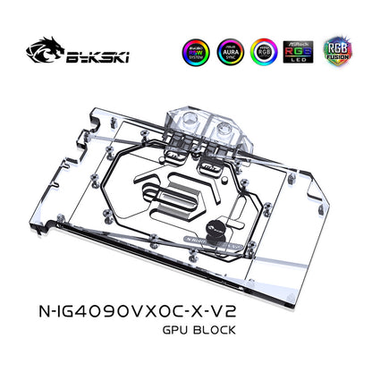 Bykski GPU Water Block For Colorful iGame RTX 4090 Advanced OC 8G, Full Cover With Backplate PC Water Cooling Cooler, N-IG4090VXOC-X-V2