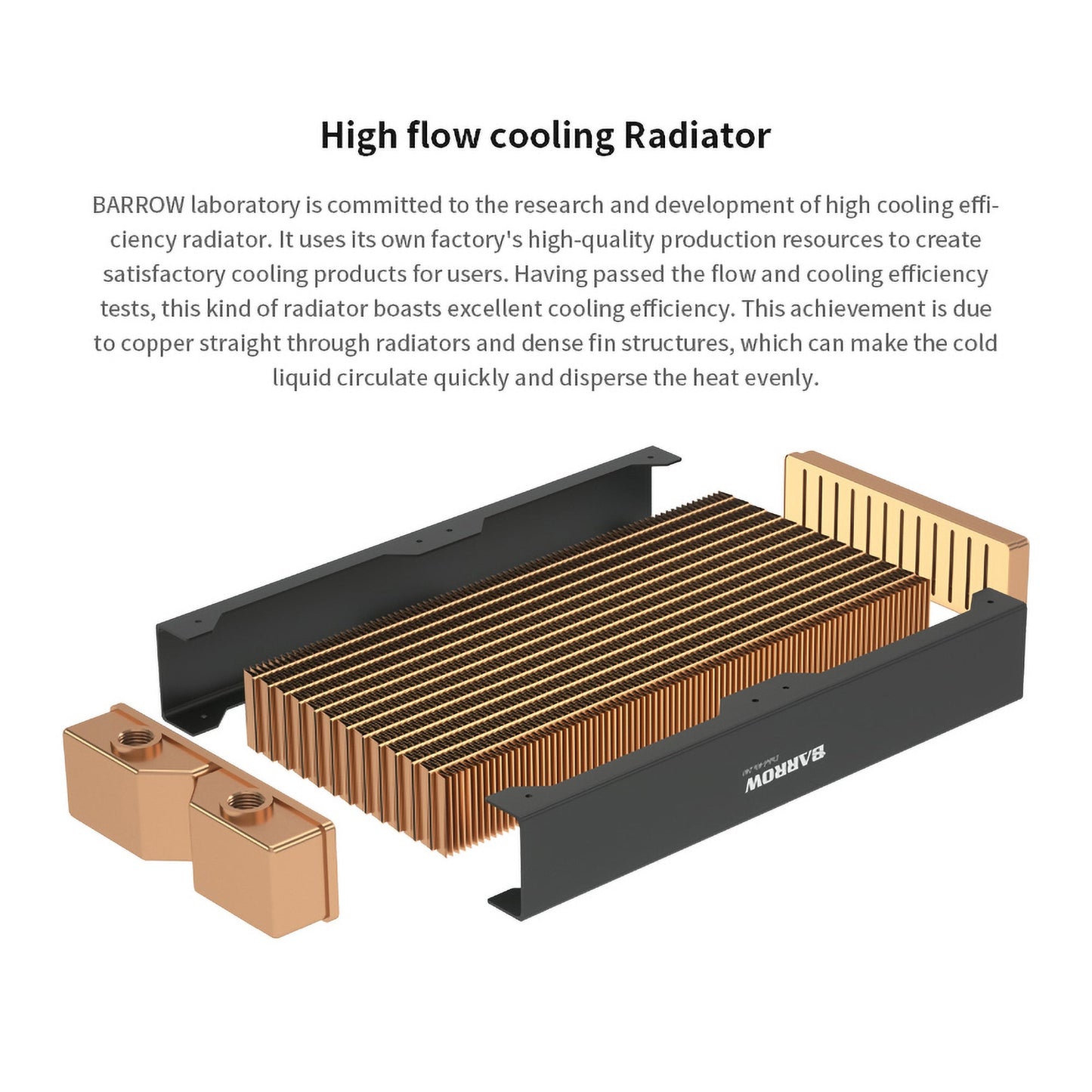 Barrow 120 Red Copper Radiator, Black/White 28mm Thickness G1/4" Thread High-density Revolving Heat Dissipation Passageway Radiator, For Water Cooling System, Dabel-28b 120 / Dabel-28a 120