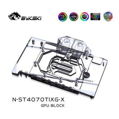Bloc d'eau GPU Bykski pour Zotac RTX 4070 Ti X Gaming OC 12 Go, couverture complète avec refroidisseur de refroidissement par eau pour PC, N-ST4070TIXG-X 