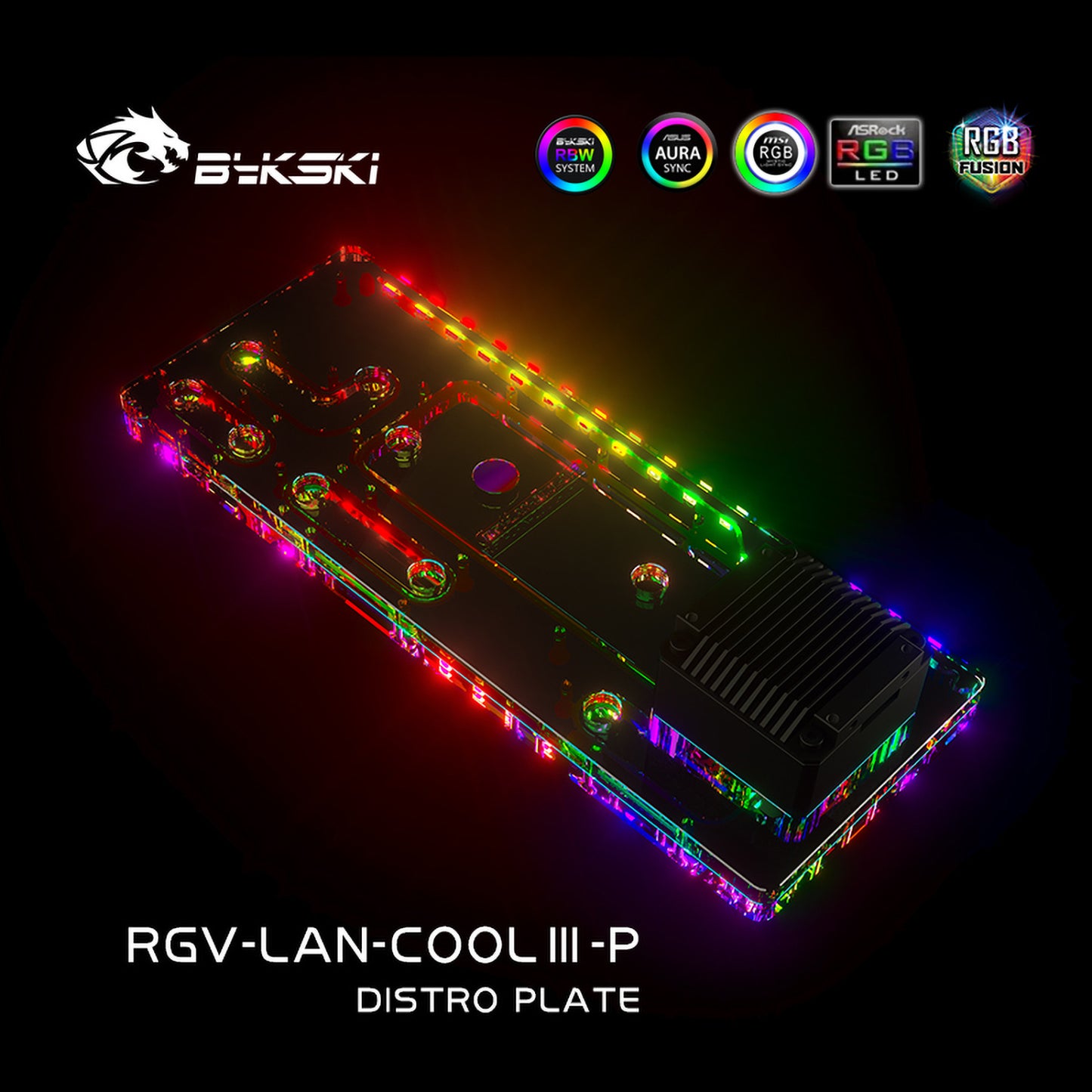 Plaque de distribution Bykski pour boîtier Lian Li Cool III, pompe DDC combinée de carte de voie navigable acrylique, 5 V A-RGB, RGV-LAN-COOLIII-P 