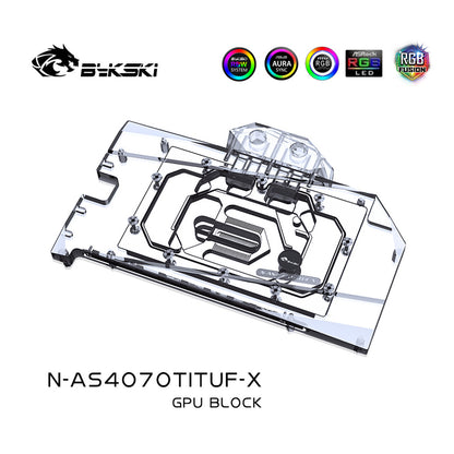 Bykski GPU Water Block For Asus TUF / Dual RTX 4070 Ti / 4070 Super Gaming, Full Cover With Backplate PC Water Cooling Cooler, N-AS4070TITUF-X