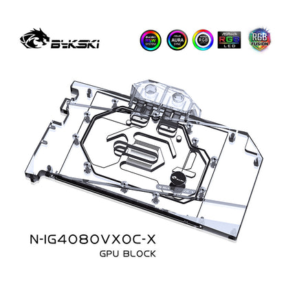 Bykski GPU Water Block For Colorful iGame RTX 4080/4080 Super/4070Ti/4070 Super Vulcan / Neptune / Advanced / 4070 Ti Vulcan / Advanced, Full Cover With Backplate PC Water Cooling Cooler, N-IG4080VXOC-X