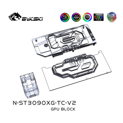 Bykski GPU Block With Active Waterway Backplane Cooler For Zotac RTX 3090 3080Ti 3080 X Gaming/AMP Extreme/AMP Holo/Trinity, PC Water Cooling Cooler, N-ST3090XG-TC-V2