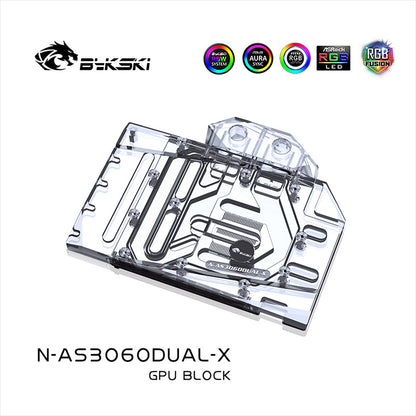 Bykski GPU Block For Asus Dual RTX 3060 12G Gaming / 3060Ti V2 Mini,  With Backplate GPU Water Cooling Cooler, N-AS3060DUAL-X