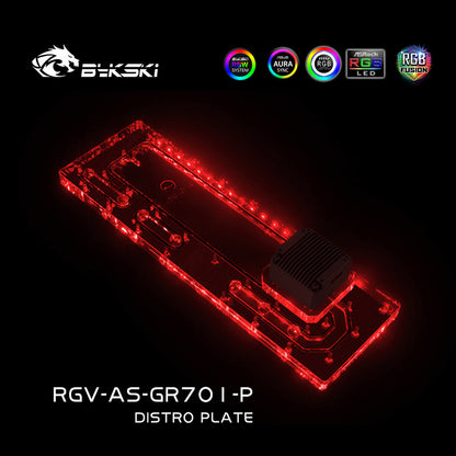 Bykski Distro Plate For Asus GR701 Case, Acrylic Waterway Board Combo DDC Pump, 5V A-RGB, RGV-AS-GR701-P