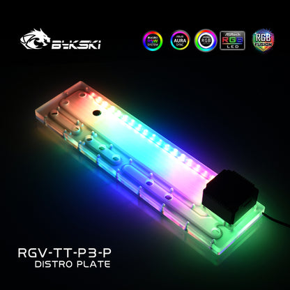 Bykski Distro Plate Kit For TT Core P3 Case, 5V A-RGB Complete Loop For Single GPU PC Building, Water Cooling Waterway Board, RGV-TT-P3-P