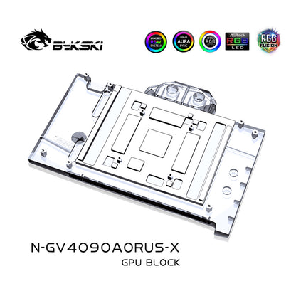 Bykski GPU Water Block For Gigabyte Aorus RTX 4090 Master 24G / Gaming OC 24G, Full Cover With Backplate PC Water Cooling Cooler, N-GV4090AORUS-X
