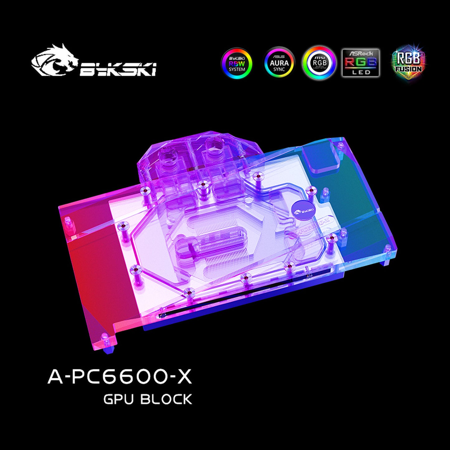 Bykski GPU Water Block For Powercolor Fighter RX 6600 8GB GDDR6, Full Cover With Backplate PC Water Cooling Cooler, A-PC6600-X
