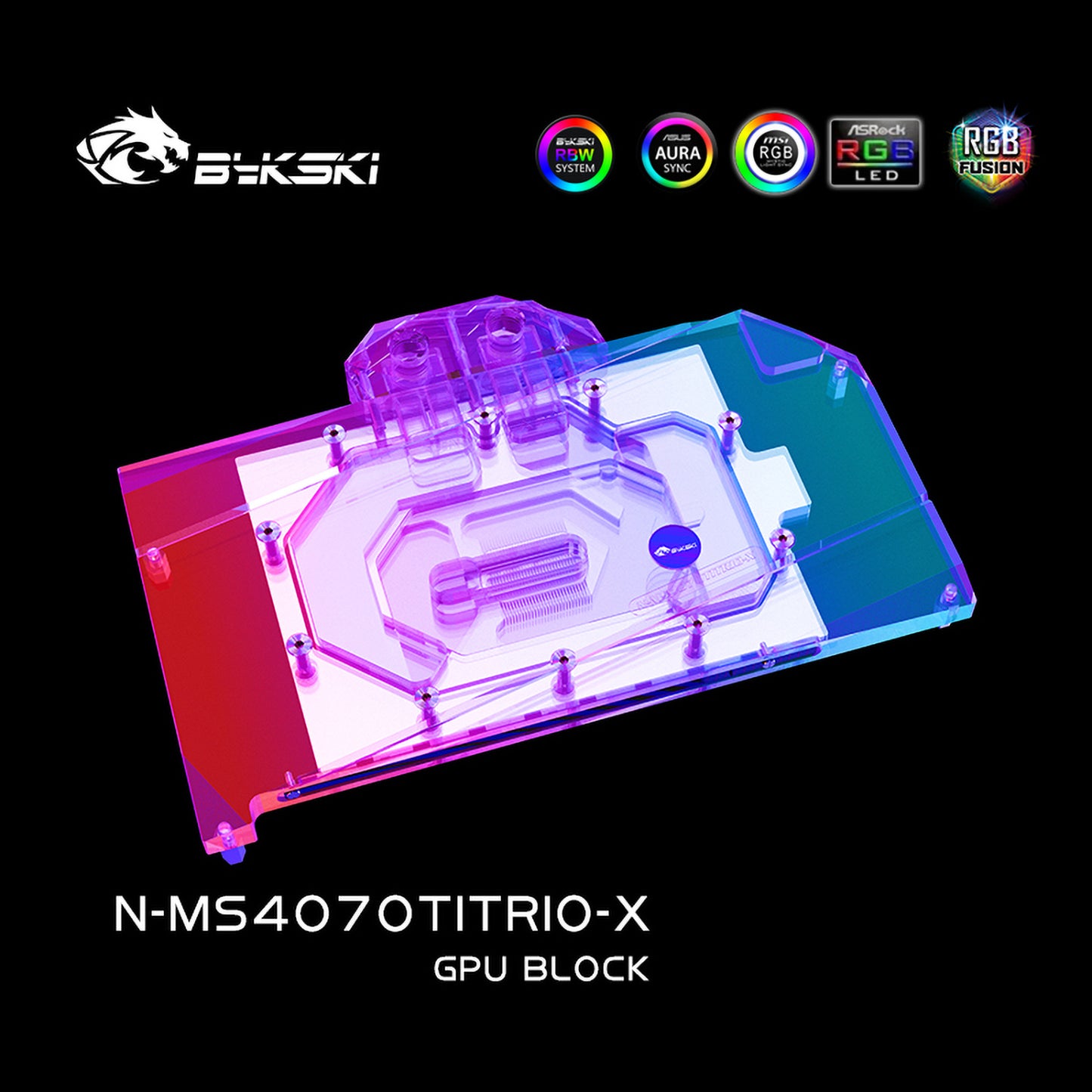 Bykski GPU Water Block For MSI RTX 4070 Ti Gaming Trio 12G, Full Cover With Backplate PC Water Cooling Cooler, N-MS4070TITRIO-X