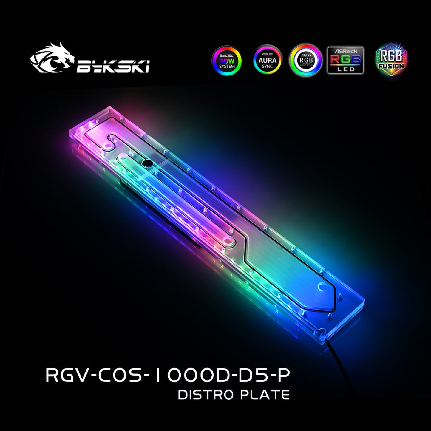 Bykski Distro Plate Kit For Corsair 1000D Case, 5V A-RGB Complete Loop For Single GPU PC Building, Water Cooling Waterway Board, RGV-COS-1000D-D5-P