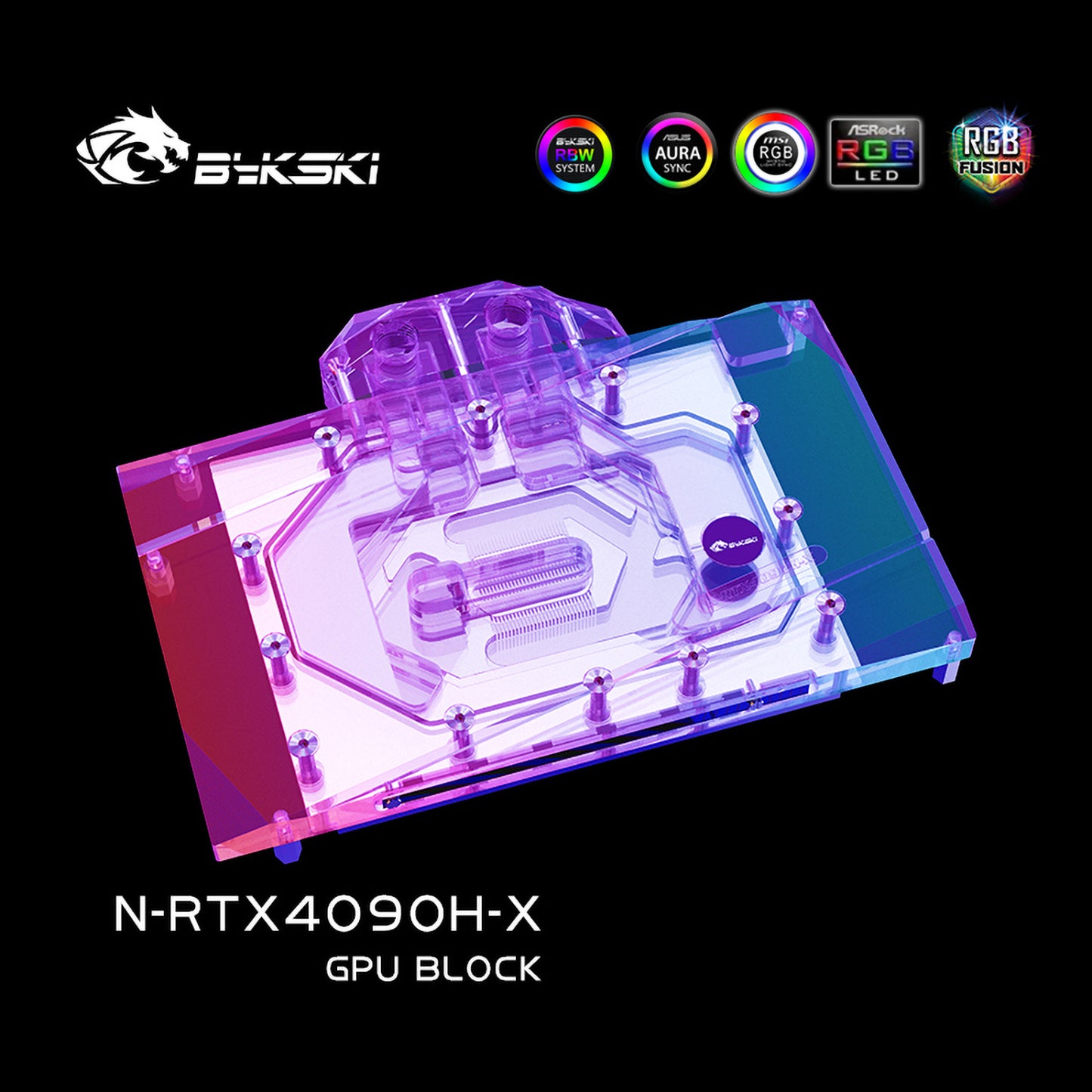 Bykski GPU Water Block For Inno3D / Galax / Gainward / AX / AIC(Reference) RTX 4090, Full Cover With Backplate PC Water Cooling Cooler, N-RTX4090H-X