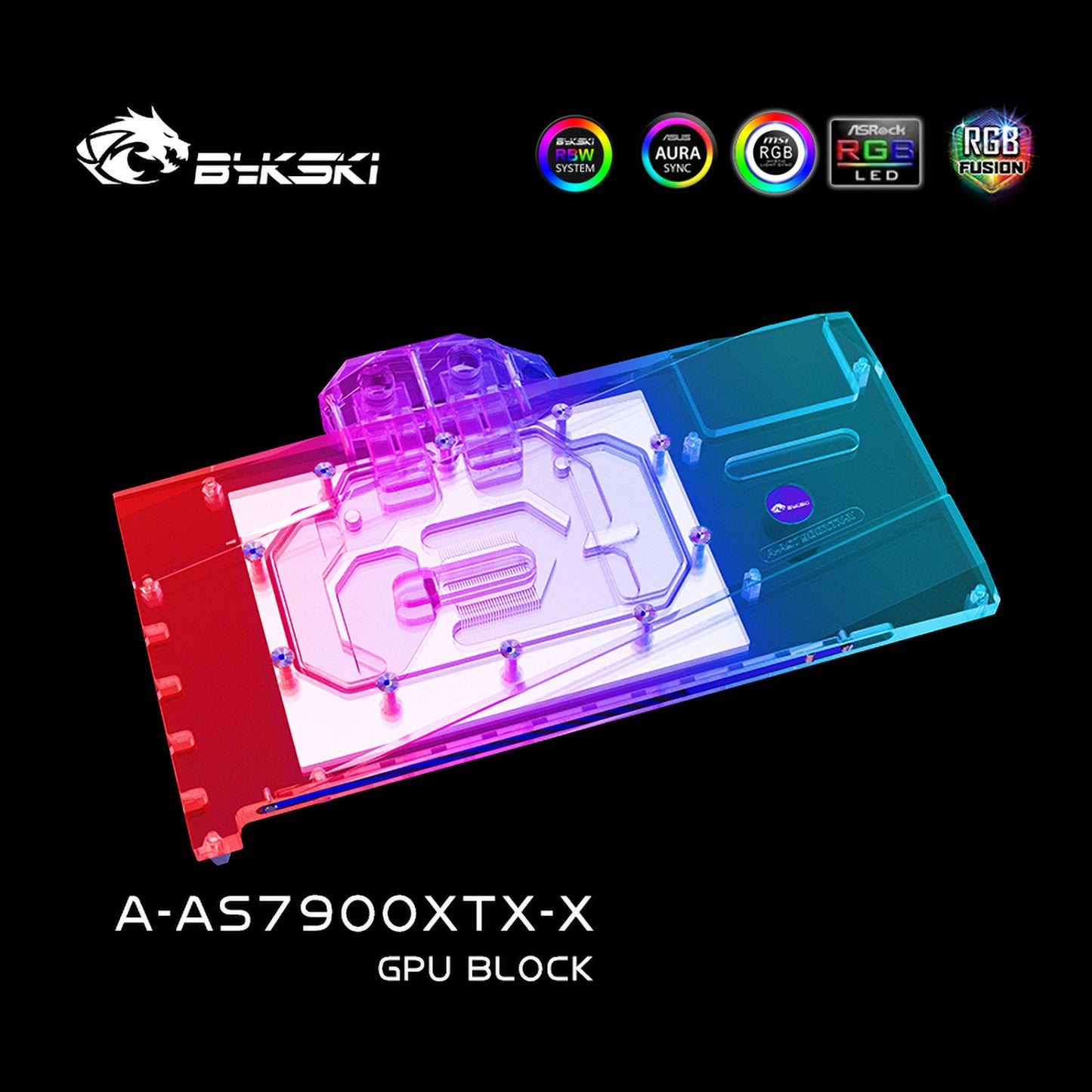 Bykski GPU Water Block For Asus TUF Gaming RX 7900 XTX OC / 7900 XT OC, Full Cover With Backplate PC Water Cooling Cooler, A-AS7900XTX-X