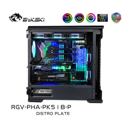Bykski Kit de plaque de distribution pour boîtier Phanteks PK518/600S P500/600A, boucle complète 5 V A-RGB pour la construction d'un seul GPU PC, carte de voie navigable de refroidissement par eau, RGV-PHA-PK518-P