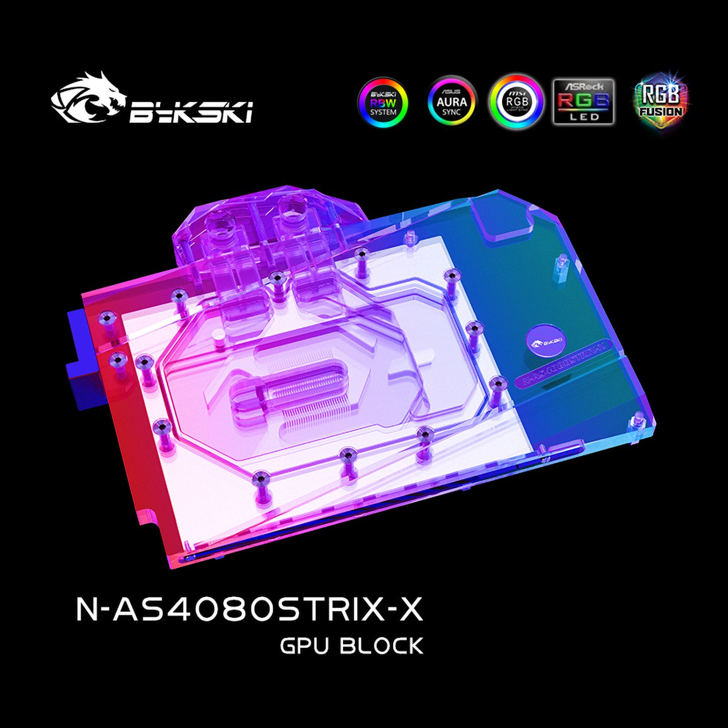 Bloc d'eau GPU Bykski pour Asus RTX 4080 Tuf Gaming / ROG Strix, couverture complète avec refroidisseur de refroidissement par eau pour PC, N-AS4080STRIX-X