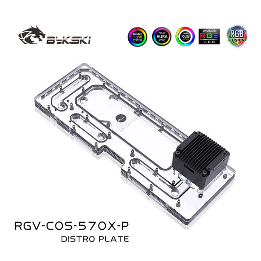Bykski Distro Plate For Corsair 570X Case, Acrylic Waterway Board Combo DDC Pump, 5V A-RGB, RGV-COS-570X-P