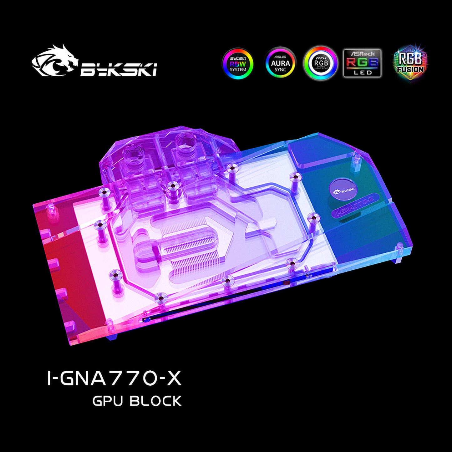 Bloc d'eau GPU Bykski pour Gunnir Intel Arc A770 Flux 8G OC, couverture complète avec refroidisseur de refroidissement par eau pour PC de plaque arrière, I-GNA770-X 