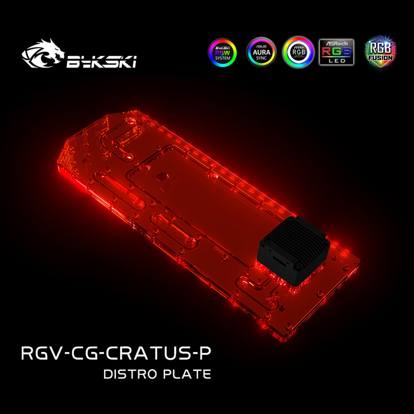 Bykski Distro Plate Kit For Cougar Cratus Case, 5V A-RGB Complete Loop For Single GPU PC Building, Water Cooling Waterway Board, RGV-CG-CRATUS-P