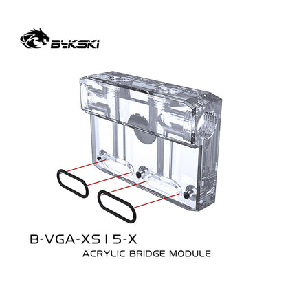 Module de pont en forme de L Bykski pour bloc GPU Bykski, changement de direction des ports d'entrée/sortie d'eau du bloc GPU, conversion multidirectionnelle en acrylique transparent, pont de bloc de refroidissement par eau, B-VGA-XS15-X 