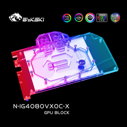 Bykski GPU Water Block For Colorful iGame RTX 4080 Vulcan / Neptune / Advanced / 4070 Ti Vulcan / Advanced, Full Cover With Backplate PC Water Cooling Cooler, N-IG4080VXOC-X