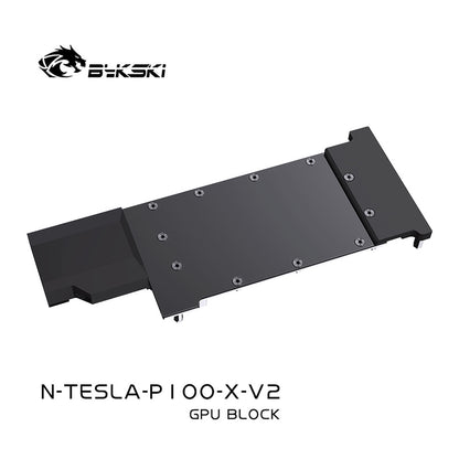Bykski GPU Block For Nvidia Tesla P100, High Heat Resistance Material POM + Full Metal Construction, With Backplate Full Cover GPU Water Cooling Cooler Radiator Block N-TESLA-P100-X-V2