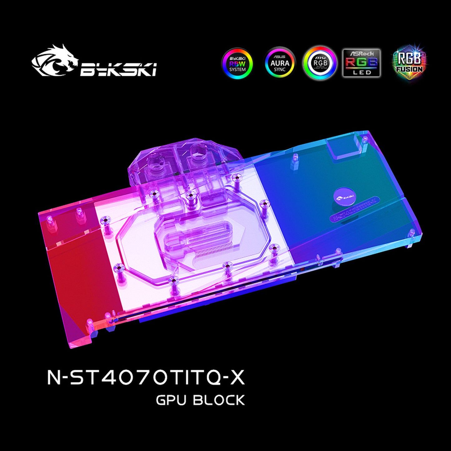 Bykski GPU Water Block For Zotac RTX 4070 Ti Apocalypse OC, Full Cover With Backplate PC Water Cooling Cooler, N-ST4070TITQ-X