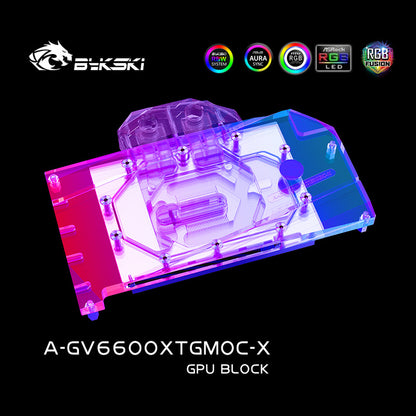 Bykski GPU Water Block For Gigabyte RX 6600 XT Gaming OC 8G, Full Cover With Backplate PC Water Cooling Cooler, A-GV6600XTGMOC-X
