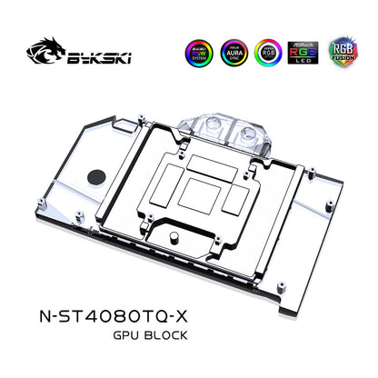 Bykski GPU Water Block For Zotac RTX 4080 Apocalypse / AMP Extreme AIRO / Trinity , Full Cover With Backplate PC Water Cooling Cooler, N-ST4080TQ-X